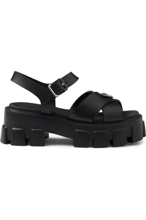 Prada Triangle-logo platform sandals