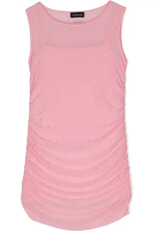 MONNALISA Rhinestone-embellished draped sleeveless dress