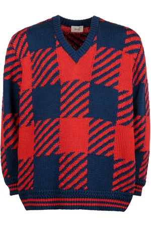 Bally Checked V-neck cotton jumper