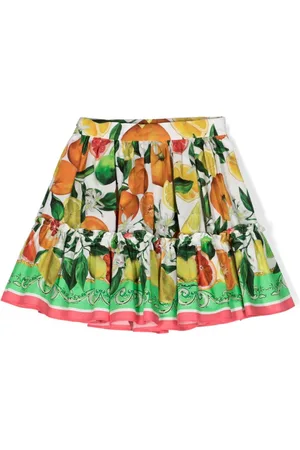 Dolce & Gabbana Fruit-print tiered cotton skirt