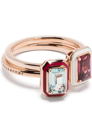 SELIM MOUZANNAR 18kt rose gold Mina tourmaline and rhodolite ring set