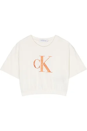 Calvin Klein Glitter monogram cropped T-shirt