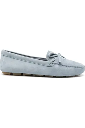 Prada Enamel-logo suede driving shoes