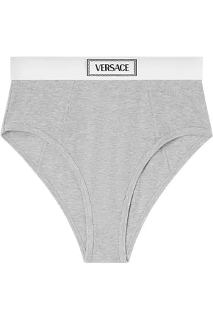 VERSACE Logo-waistband fine-ribbed briefs