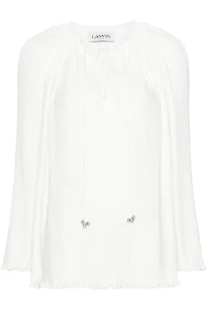 Lanvin Plissé lace-up blouse