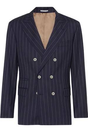 Brunello Cucinelli Pinstripe-print double-breasted blazer