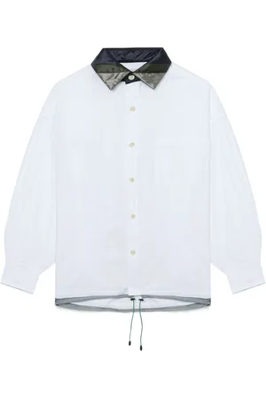 Kolor Striped-collar cotton shirt