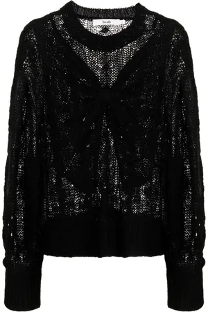 B+AB Bow-embellished cable-knit jumper