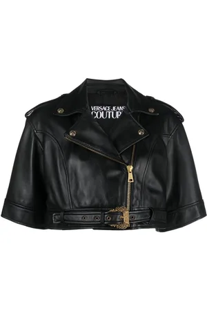 VERSACE Cropped leather jacket