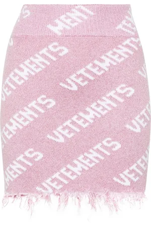 Vetements Logo-intarsia lurex miniskirt