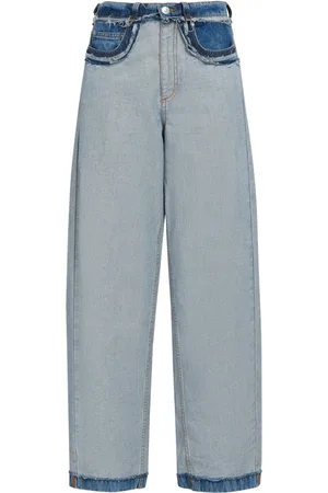 Marni Panelled mid-rise wide-leg jeans