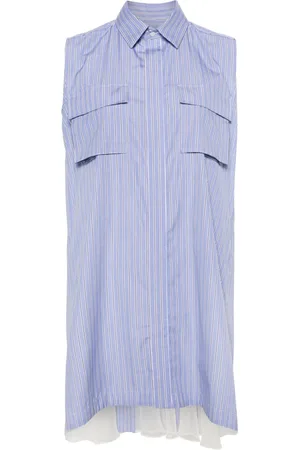 SACAI Striped sleeveless shirtdress
