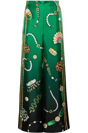 Casablanca Graphic-print silk trousers