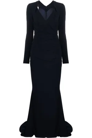 TALBOT RUNHOF Draped crepe maxi dress
