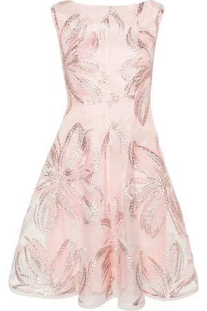 TALBOT RUNHOF Floral-appliqué lurex dress