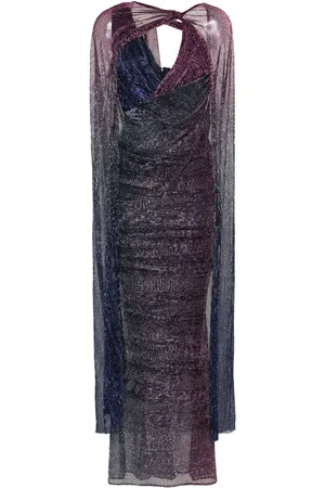 TALBOT RUNHOF Cape-detail lurex gown