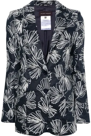 TALBOT RUNHOF Floral-embroidered linen blazer