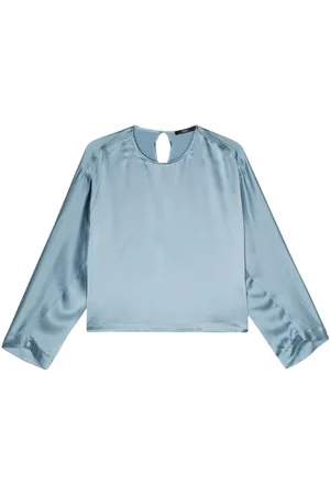 SEVENTY BY SERGIO TEGON Drop-shoulder satin-finish blouse