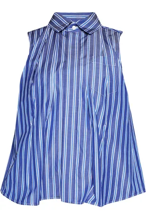 SACAI Sleeveless striped cotton shirt