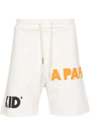 A PAPER KID Logo-print cotton track shorts