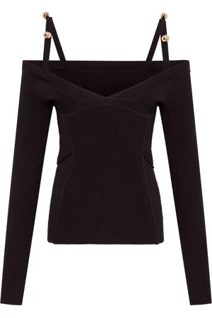 Nicholas Leah cold-shoulder knitted top