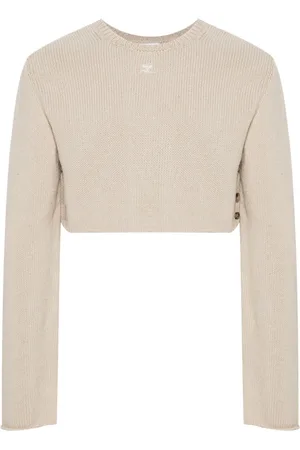 Courrèges Cropped buttoned-slit jumper