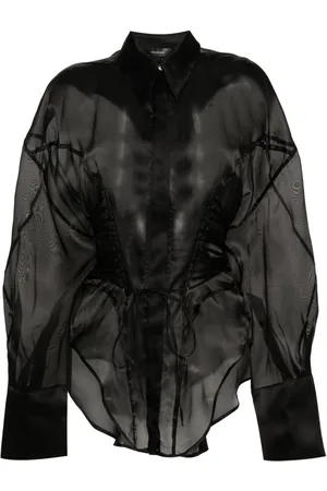 MUGLER Lace-up detailing silk shirt