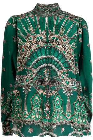 Camilla Graphic-print silk blouse
