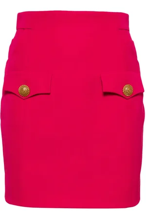 Balmain Button-embellished virgin-wool miniskirt