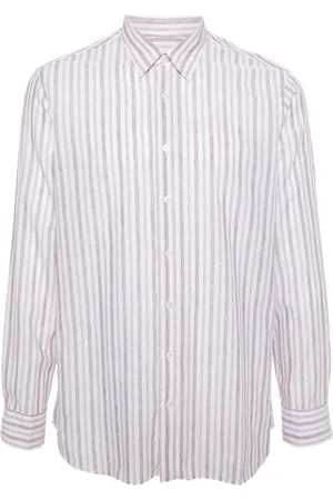 LARDINI Halo-stripe classic-collar shirt
