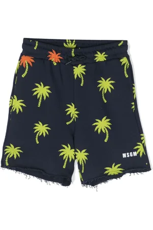 Msgm Palm tree-print cotton shorts