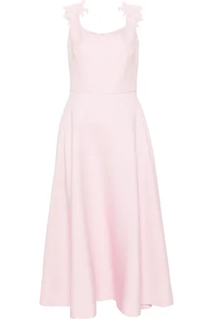 VALENTINO GARAVANI Floral-appliqué flared midi dress