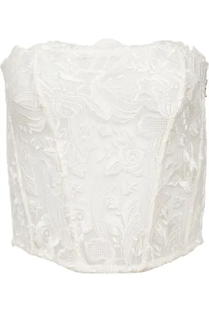 FLEUR DU MAL Lola bow-embroidered corset top
