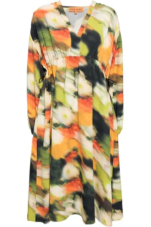 STINE GOYA Veroma abstract-floral midi dress
