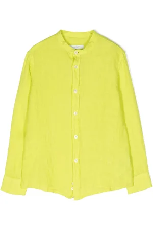 Paolo Pecora Band-collar linen blend shirt