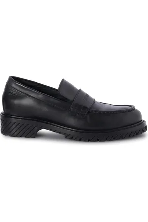 OFF-WHITE Military logo-debossed leather loafers