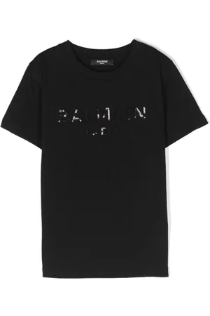 Balmain Logo-sequin cotton T-shirt