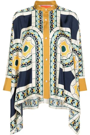 La DoubleJ Foulard geometric-print silk shirt