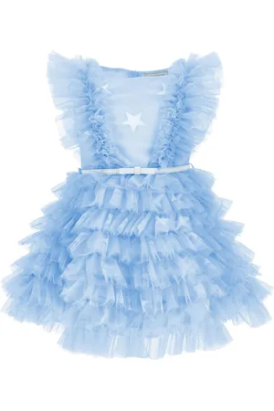 MONNALISA Star-print tulle dress