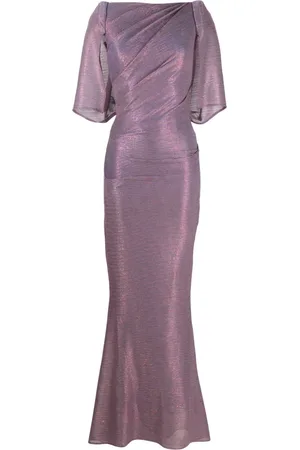 TALBOT RUNHOF Plissé-effect lurex gown