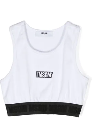 Msgm Logo-patch fine-ribbed cropped top