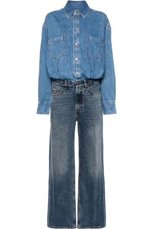 haikure Panelled-design denim jumpsuit