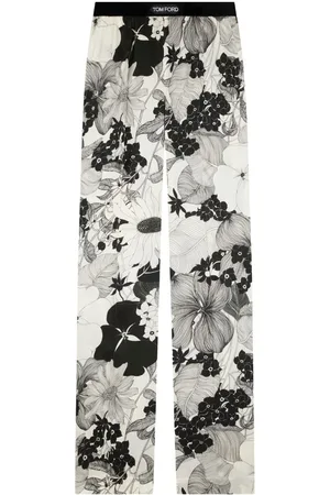 Tom Ford Logo-waistband floral-print trousers