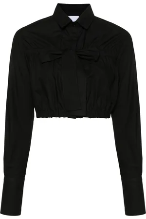 Patou Bow cropped cotton blouse