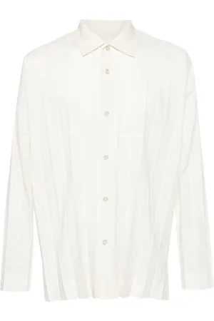 Issey Miyake Edge pleated classic-collar shirt