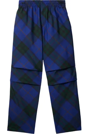 Burberry EKD-embroidered checkered twill trousers