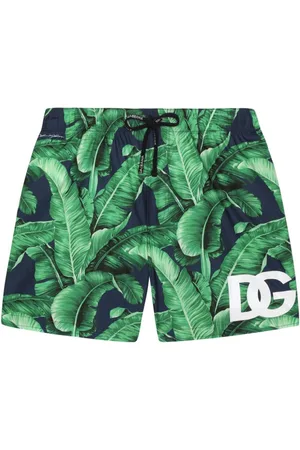 Dolce & Gabbana Leaf-print swim shorts