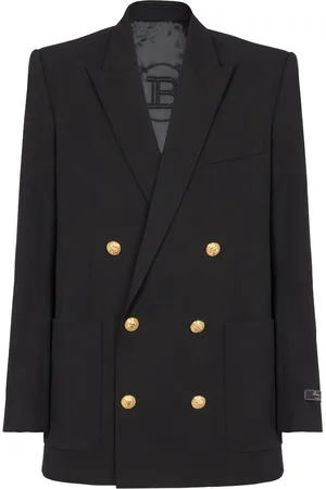 Balmain Logo-patch double-breasted blazer