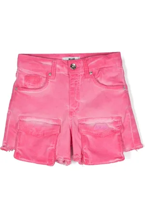 Msgm Embroidered-logo twill shorts