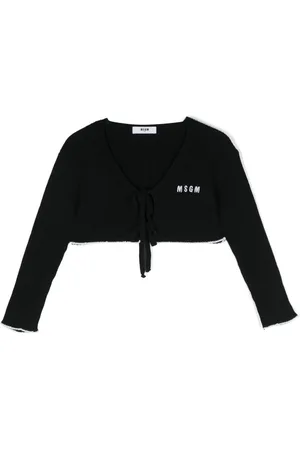 Msgm Logo-embroidered ribbed-knit cardigan
